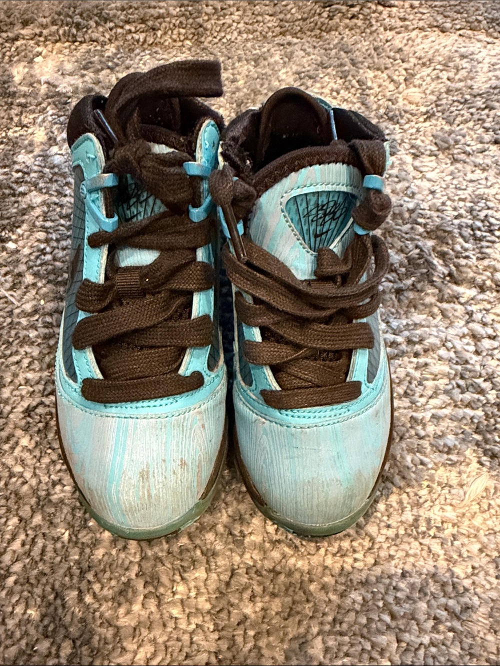 Nike LeBron James Kids Light Blue and Black Athletic Sneakers
